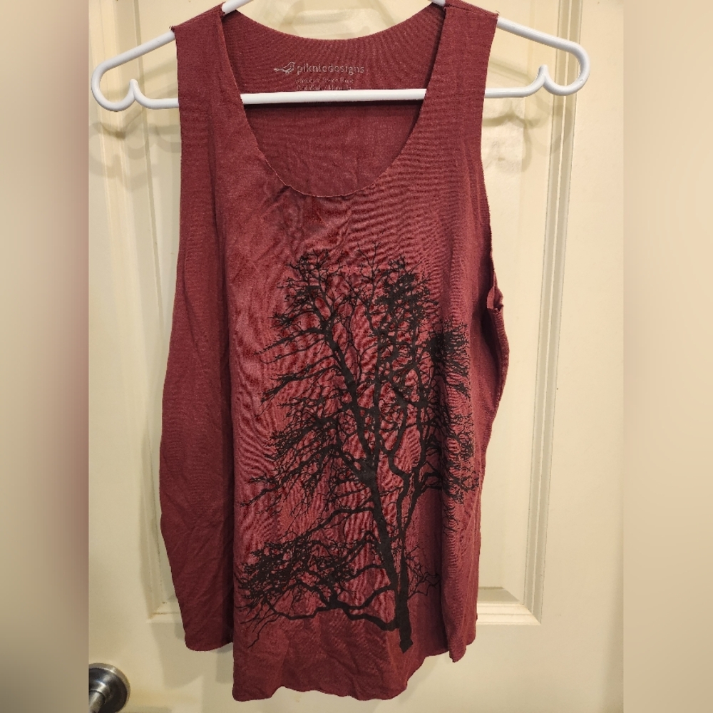 Aphorism Tree Graphic Tank Top - Warm Rust